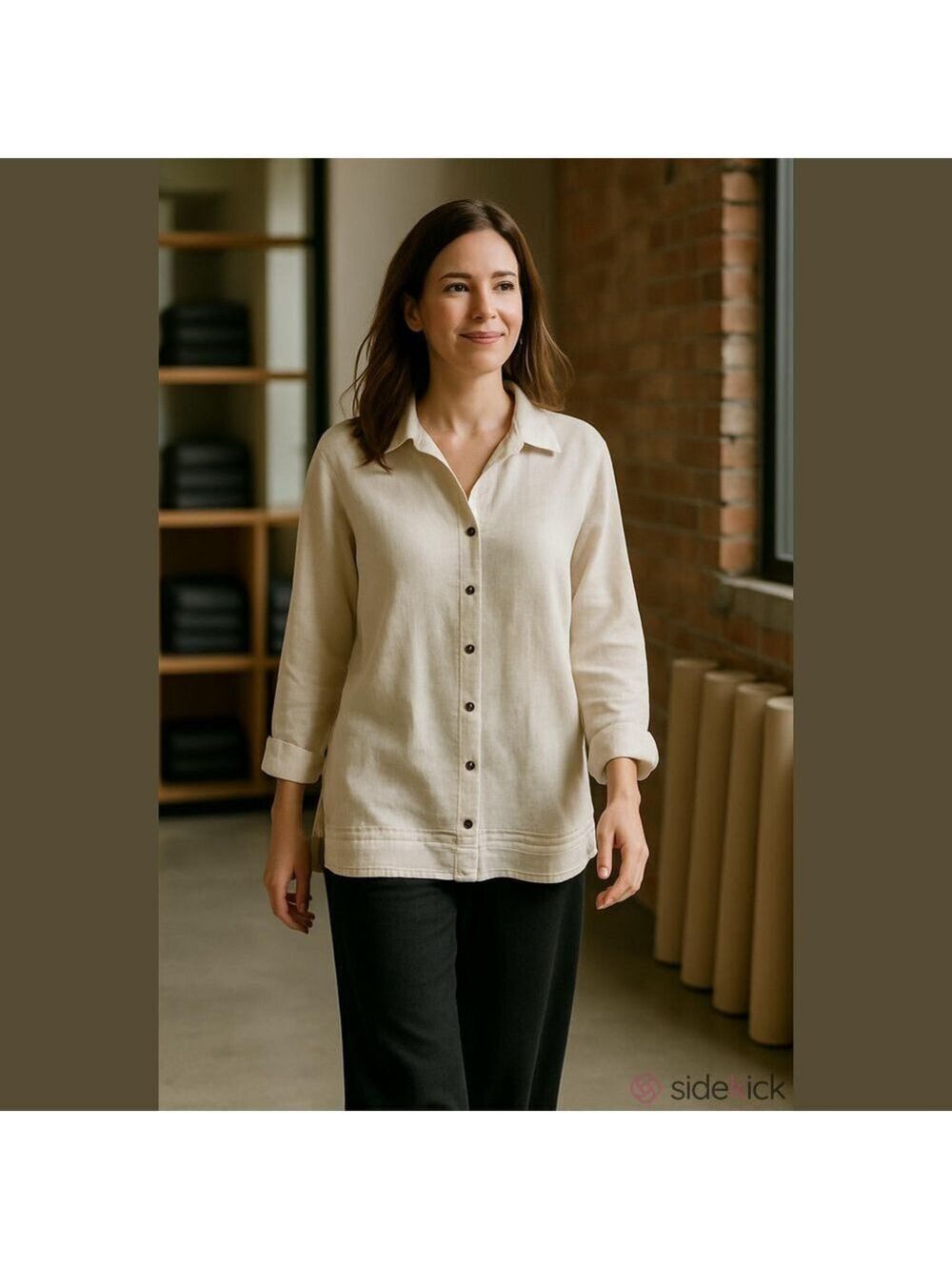 RICHARD MALCOLM LINEN BREATHABLE BOHO WHITE OVERSIZED BUTTON DOWN SHIRT SZ L